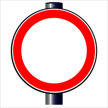 A large round red traffic displaying ablank copy space area