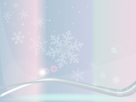 A backdrop in blue and pinkwith snowflakes, ready for text and other images.