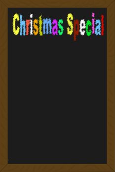 A traditional menu board based on a chalkboard with the text - Christmas Special.