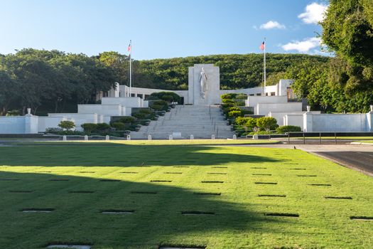 Monument in the National Memorial Cemetery of the Pacific in punchbowl crater on Oahu, Hawaii