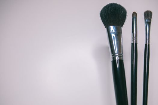 Makeup brushes set on white background  is ready for a your text