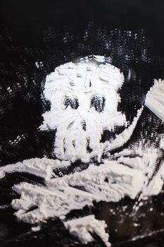 cocaine arranged in the shape of skull