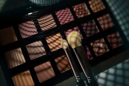 Professional makeup brushes and tools composition