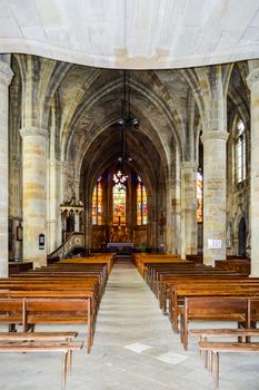 Interior view church Saint Etienne in Bar le Duc. France, europa.