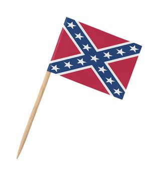 Small paper Confederate flag on wooden stick, isolated on white
