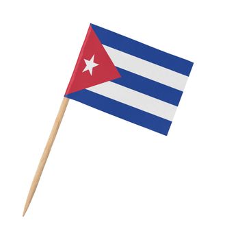 Small paper Cuban flag on wooden stick, isolated on white