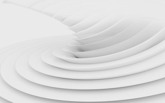 Abstract Curved Shapes. White Circular Background. Abstract background. 3d illustration