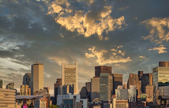 Boston skyline in early morning light from the harbor