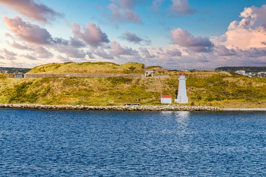 White lighthouse off the coast of Halifax, Nova Scotia