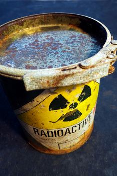 Decay of old Radioactive material cylinder container