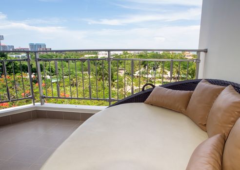 Waterproof pillowcase and mattress cover of outdoor daybed at the balcony