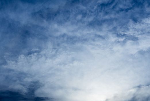 Fluffy clouds in the bright blue sky