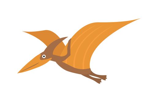 Pterosaur flat style icon. Isolated on white background. illustration.