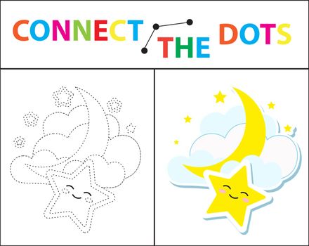 Children s educational game for motor skills. Connect the dots picture. For children of preschool age. Circle on the dotted line and paint. Coloring page. illustration.