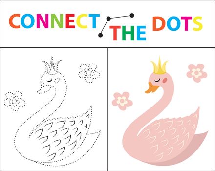 Children s educational game for motor skills. Connect the dots picture. For children of preschool age. Circle on the dotted line and paint. Coloring page. illustration.