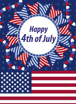 Happy 4th july greeting card, poster. American Independence Day template for your design. illustration.