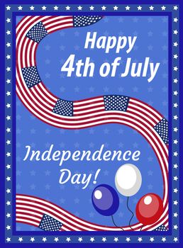 Happy 4th july greeting card, poster. American Independence Day template for your design. illustration.