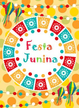 Festa Junina greeting card, invitation, poster. Brazilian Latin American festival template for your design. illustration