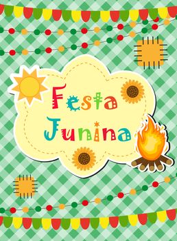 Festa Junina greeting card, invitation, poster. Brazilian Latin American festival template for your design. illustration