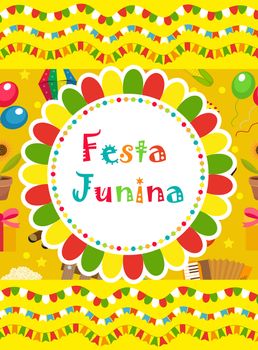 Festa Junina greeting card, invitation, poster. Brazilian Latin American festival template for your design. illustration