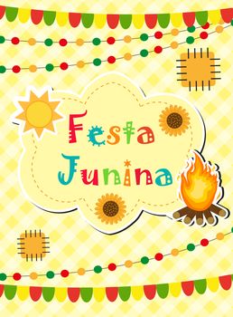 Festa Junina greeting card, invitation, poster. Brazilian Latin American festival template for your design. illustration