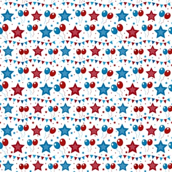 American USA flag seamless patterns. Independence Day, July 4 concept, repeating texture, endless background. illustration