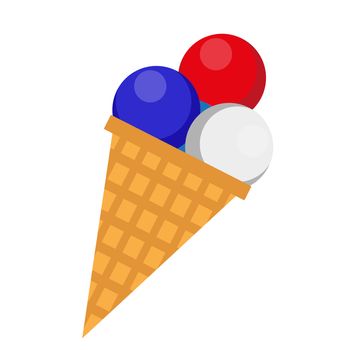Ice cream icon, flat style. 4th july concept. Isolated on white background. illustration