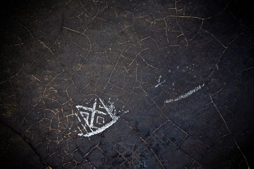 White Painted Footprint stained on concrete floor