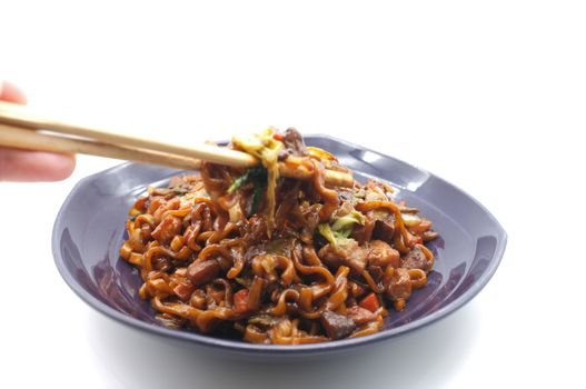 Korean Black bean noodle or jajangmyeon - noodle with black sauce