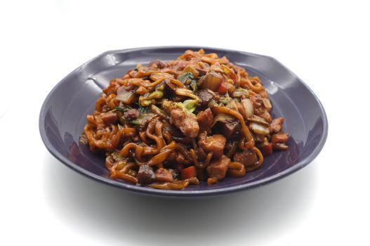 Korean Black bean noodle or jajangmyeon - noodle with black sauce