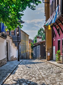 Plovdiv, Bulgaria - 07.24.2019. Streets in  Plovdiv old town, Bulgaria, on a sunny summer day