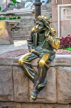 Plovdiv, Bulgaria - 07.24.2019. Statue of Milyo the crazy on the Knyaz Alexamder Street in Plovdiv, Bulgaria, on a sunny summer day