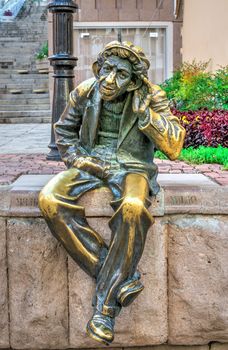 Plovdiv, Bulgaria - 07.24.2019. Statue of Milyo the crazy on the Knyaz Alexamder Street in Plovdiv, Bulgaria, on a sunny summer day