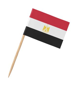 Small paper Egyptian flag on wooden stick, isolated on white