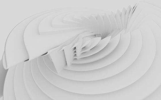 Abstract Curved Shapes. White Circular Background. Abstract background. 3d illustration