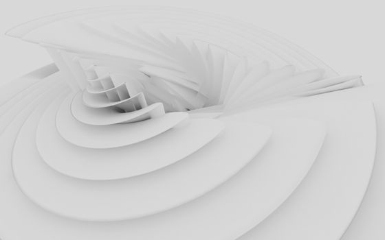 Abstract Curved Shapes. White Circular Background. Abstract background. 3d illustration