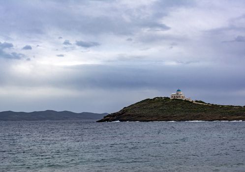 Remote view of Church of Profitis Ilias in Keratea, Greece