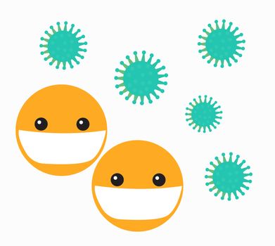 Coronavirus Bacteria Icon Flat Style, 2019-nCoV Novel Coronavirus Bacteria. No Infection Concepts. Dangerous pneumonia pandemic disease