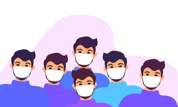 Masked people, crowds, virus protection. Coronavirus concept. flat style icon. Isolated on a white background. illustration.