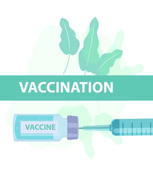 Vaccination protection against virus and disease. Syringe and glass jar with a vaccine, medicine concept icon flat style. Isolated on a white background. illustration.