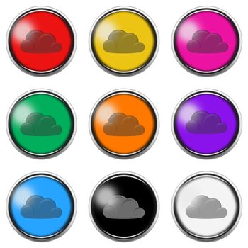 A Cloud computing button icon set isolated on white with clipping path