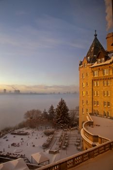 Hotel Macdonald Edmonton Sunrise over the foggy valley