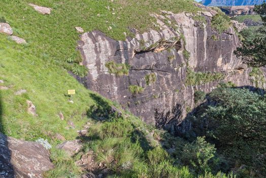 Start of the descent into the Crack near Mahai in the Drakensberg