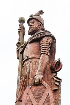 A close up picture of the red sandstone William Wallace monument located near Melrose in the Scottish Borders. William Wallace was a Scottish knight.