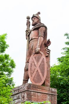 William Wallace was a Scottish knight and the red sandstone monument is located near Melrose in the Scottish Borders.