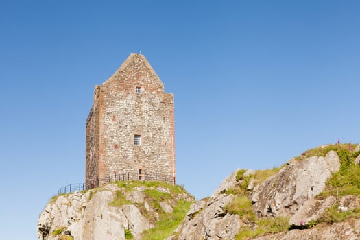 A close up picture of Smailholm tower in the Scottish Borders.  The tower was build in the 1400's as protection from border raiders and the elements.