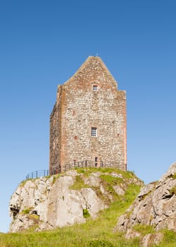 A close up picture of Smailholm tower in the Scottish Borders.  The tower was build in the 1400's as protection from border raiders and the elements.