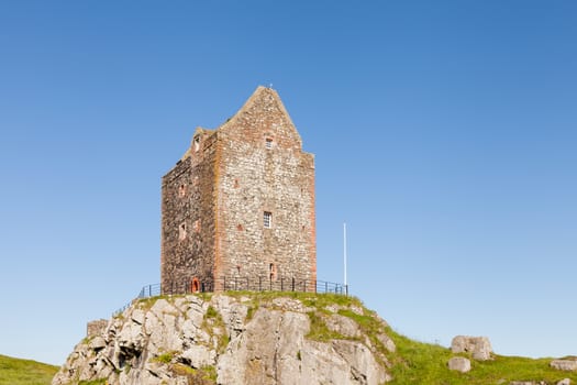 A close up picture of Smailholm tower in the Scottish Borders.  The tower was build in the 1400's as protection from border raiders and the elements.