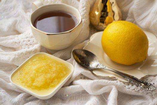 tea with lemon, healthy life style, vintage