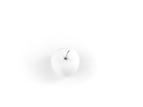 White apple on white background